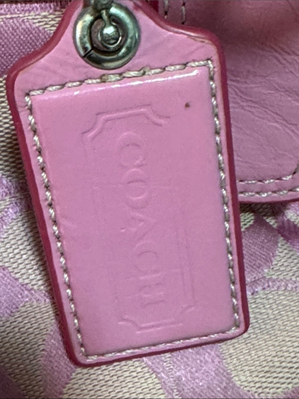 Coach Y2K Barbie Pink Signature Canvas Tote with Leather Trim (F15047) - Picture 8 of 16